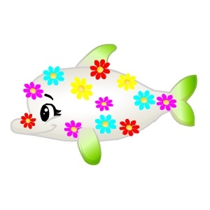 Cute White Floral Dolphin